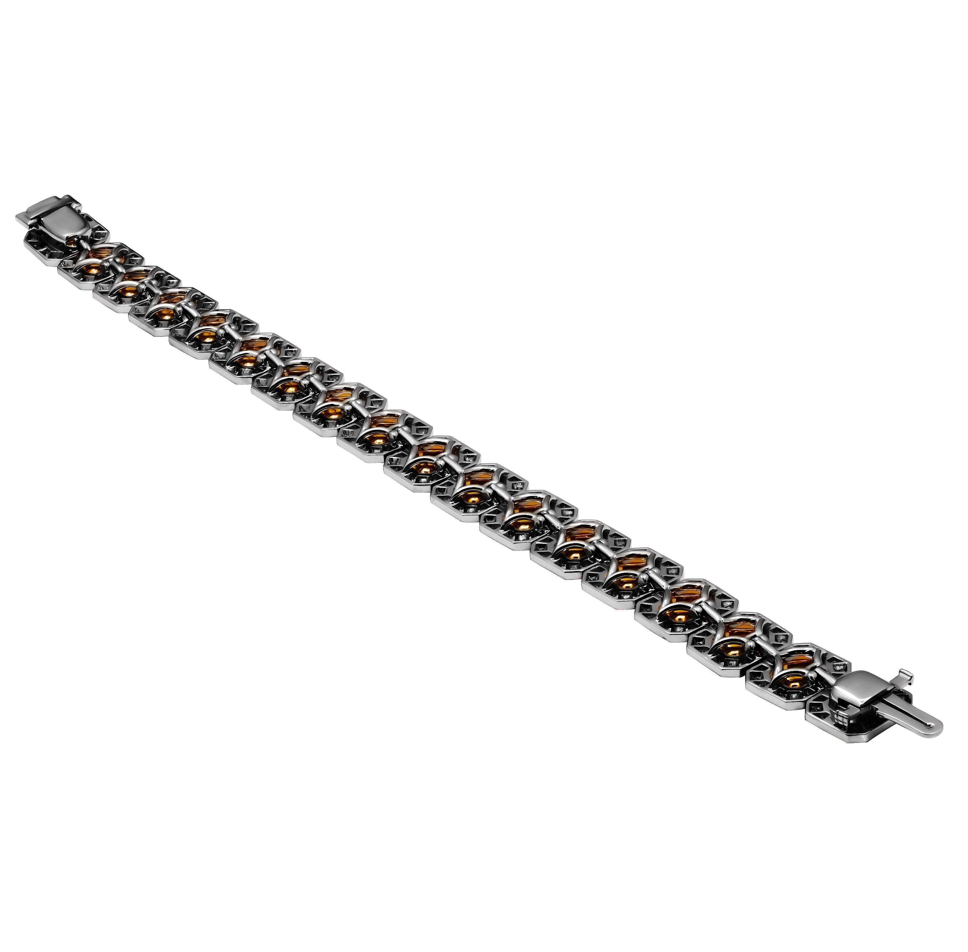 Taille radiant Bracelet tennis certifié GIA avec diamants jaunes taille radiant en vente
