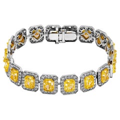 Bracelet tennis certifié GIA avec diamants jaunes taille radiant