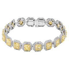 Bracelet tennis certifié GIA avec diamants jaunes taille radiant