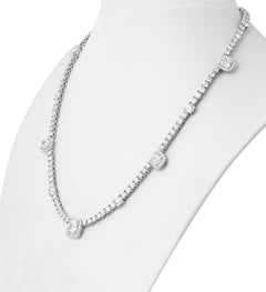 GIA Certified Tennis Necklace with Cushion cut and Round diamonds