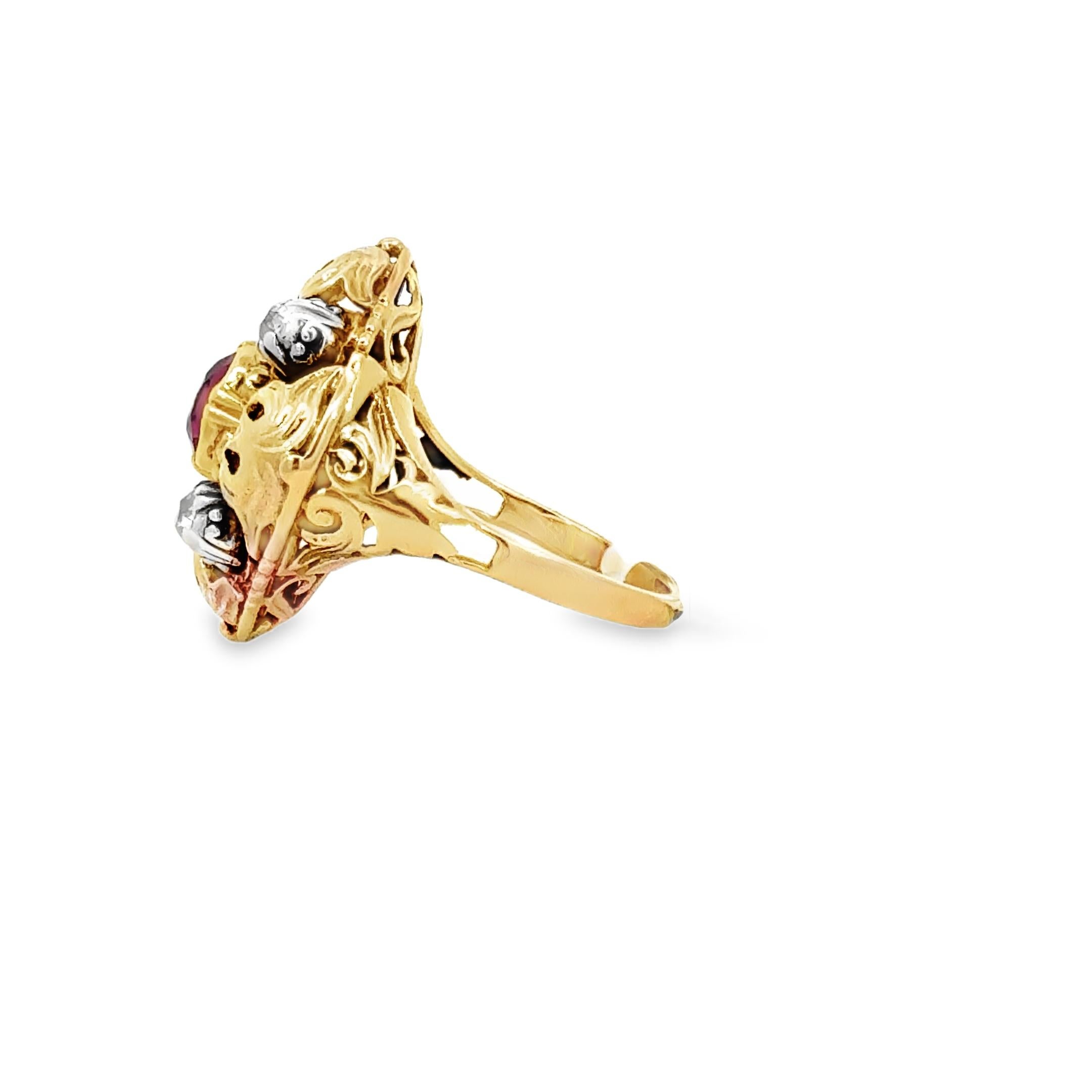 Bague cocktail en rubis et diamants de taille coussin certifiée GIA par la Thaïlande sans chaleur en vente 2