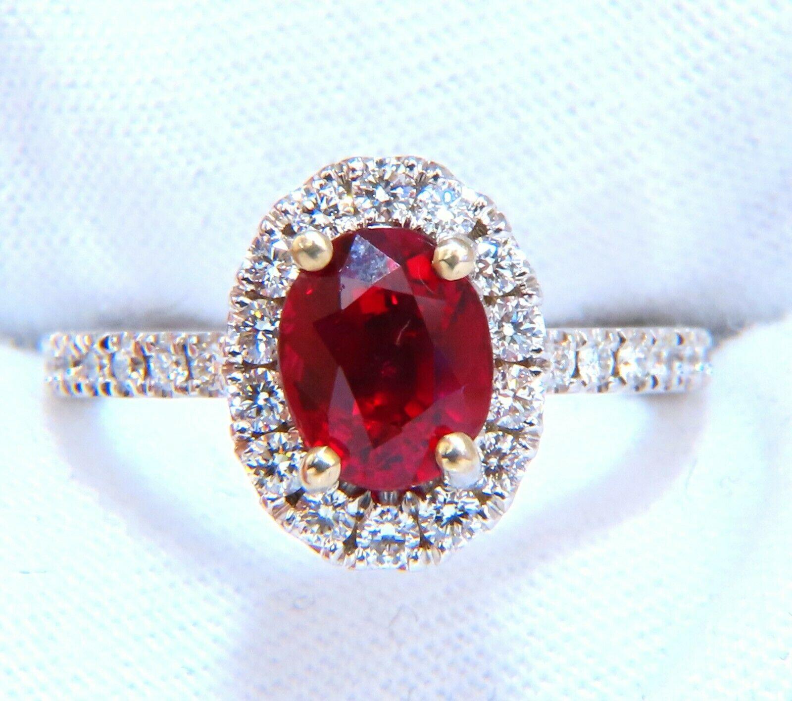 GIA Certified Ruby Diamonds Ballerina Cocktail Ring.

1.71ct. GIA Oval Bright Red Ruby

Report: 2175034926

(VS) Clean Clarity & Transparent.

7.31 X 5.95 X 4.66mm

GIA: Heat, Thailand



.50ct side round diamonds.

Vs-2 clarity, G color.

18kt.