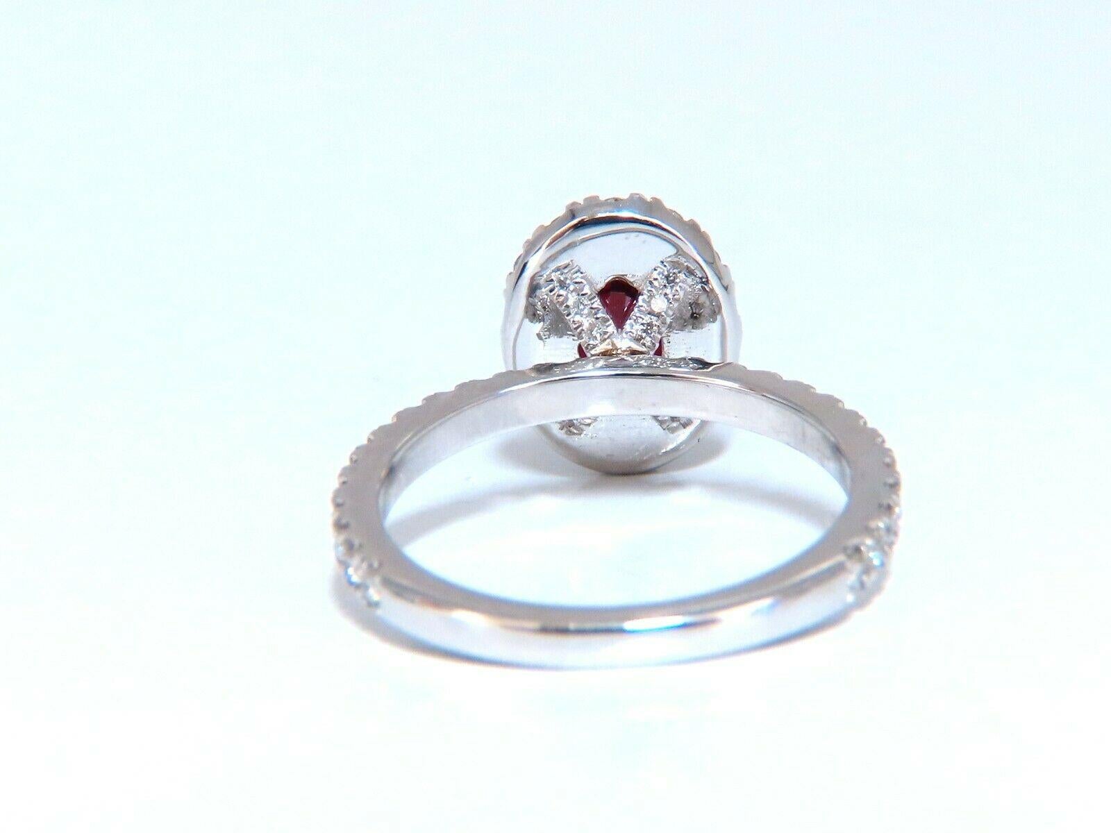 GIA Certified Thailand Ruby 1.71ct Halo Diamond Ring 18kt Vivid Red Prime In New Condition For Sale In New York, NY