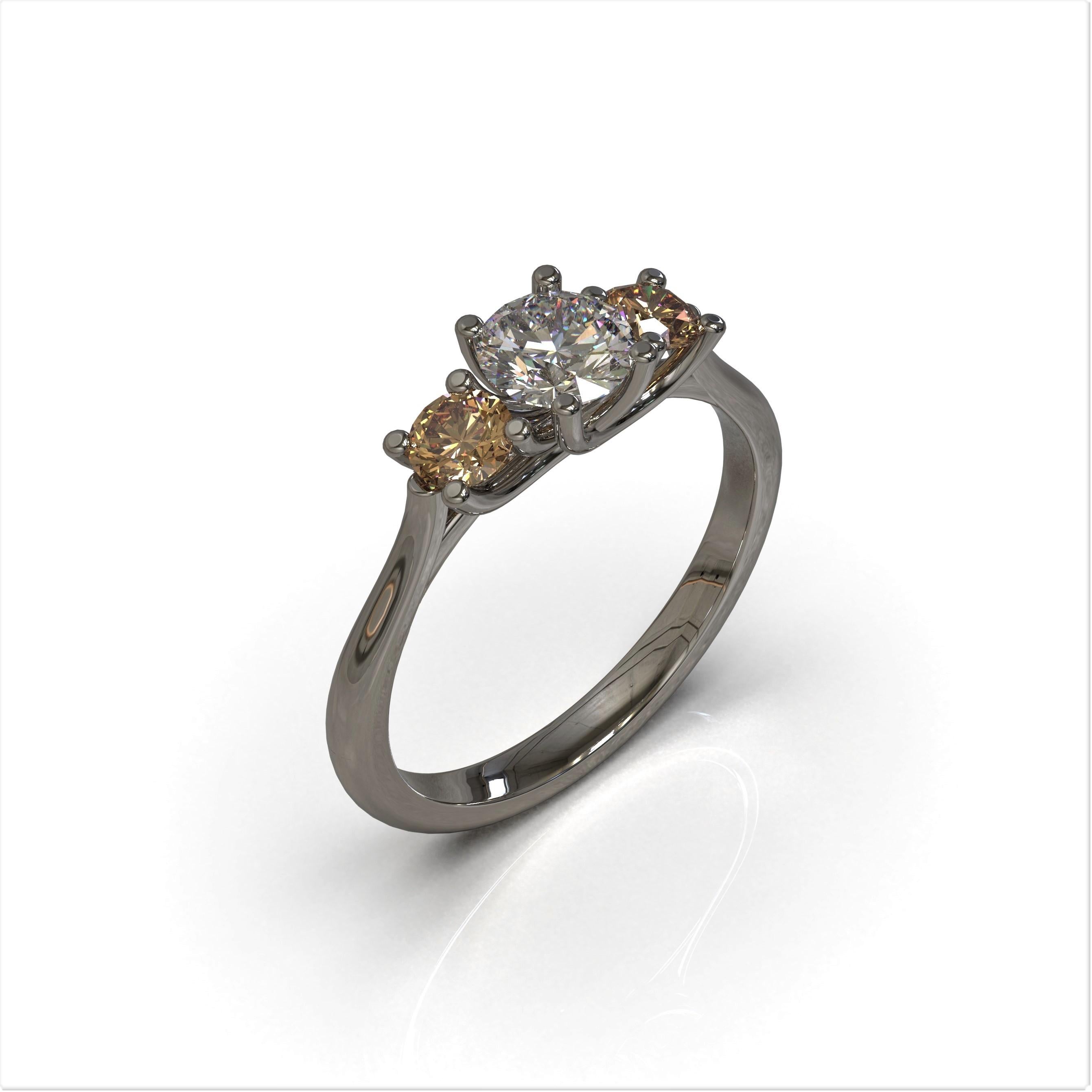 Art Deco GIA Certified Three Round Brilliant Cut Diamonds Engagement Ring in Platinum For Sale