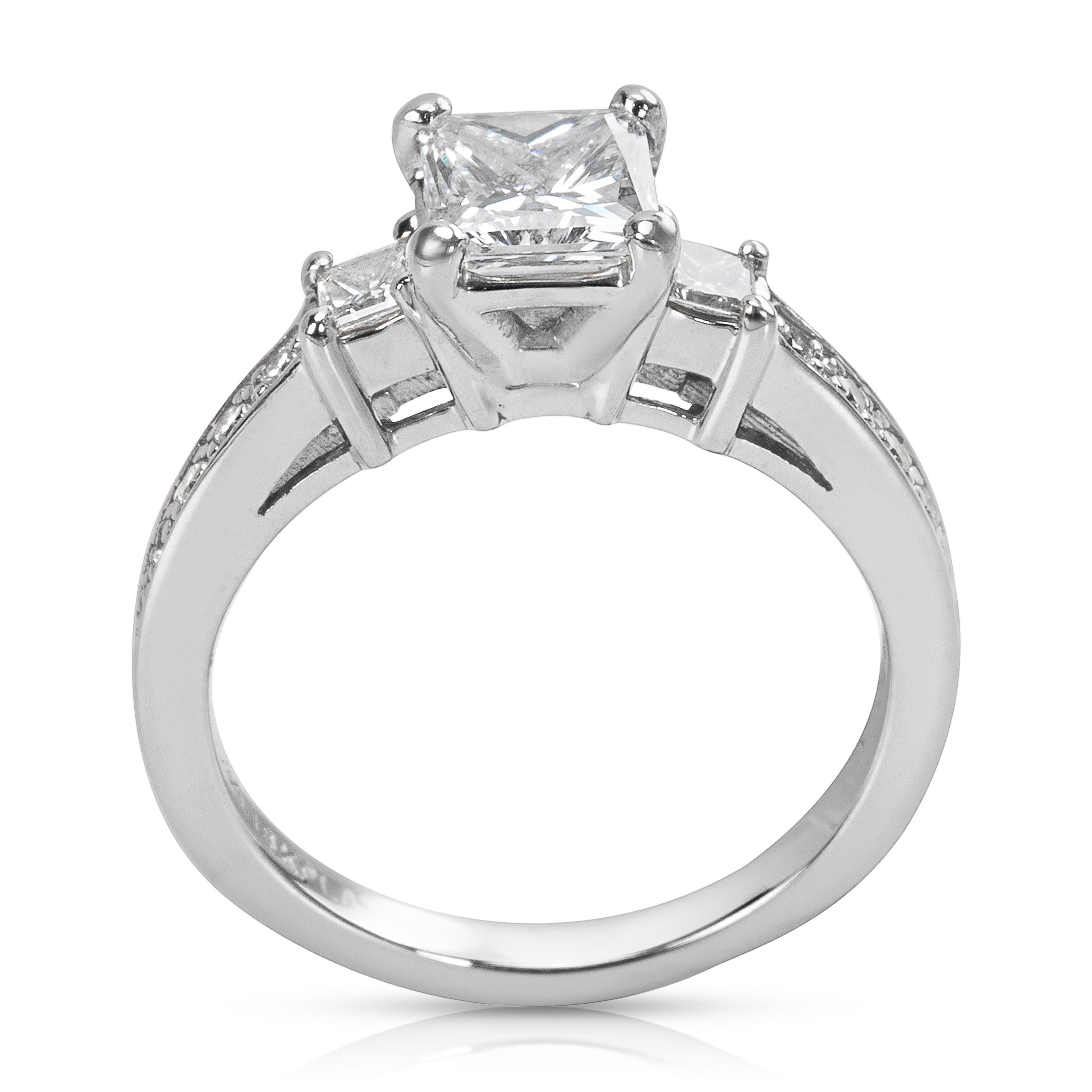 Round Cut GIA Certified Three-Stone Diamond Ring in 18 Karat White Gold