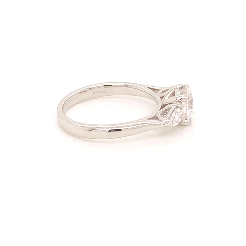 GIA Certified Three-Stone Diamond Ring in Platinum In New Condition For Sale In London, GB