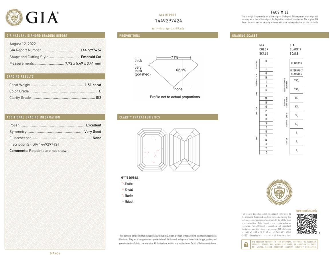 GIA Certified Three-Stone Emerald cut Diamond Ring in Platinum In New Condition For Sale In London, GB