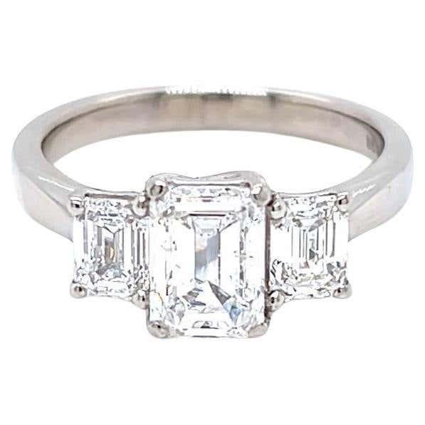 GIA Report Certified 4.09 Emerald Cut Diamond Platinum Engagement Ring ...