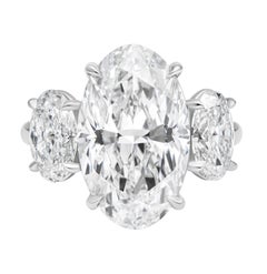 GIA Certified Three Stone Ring with 8.01ct G SI1 Oval Diamond