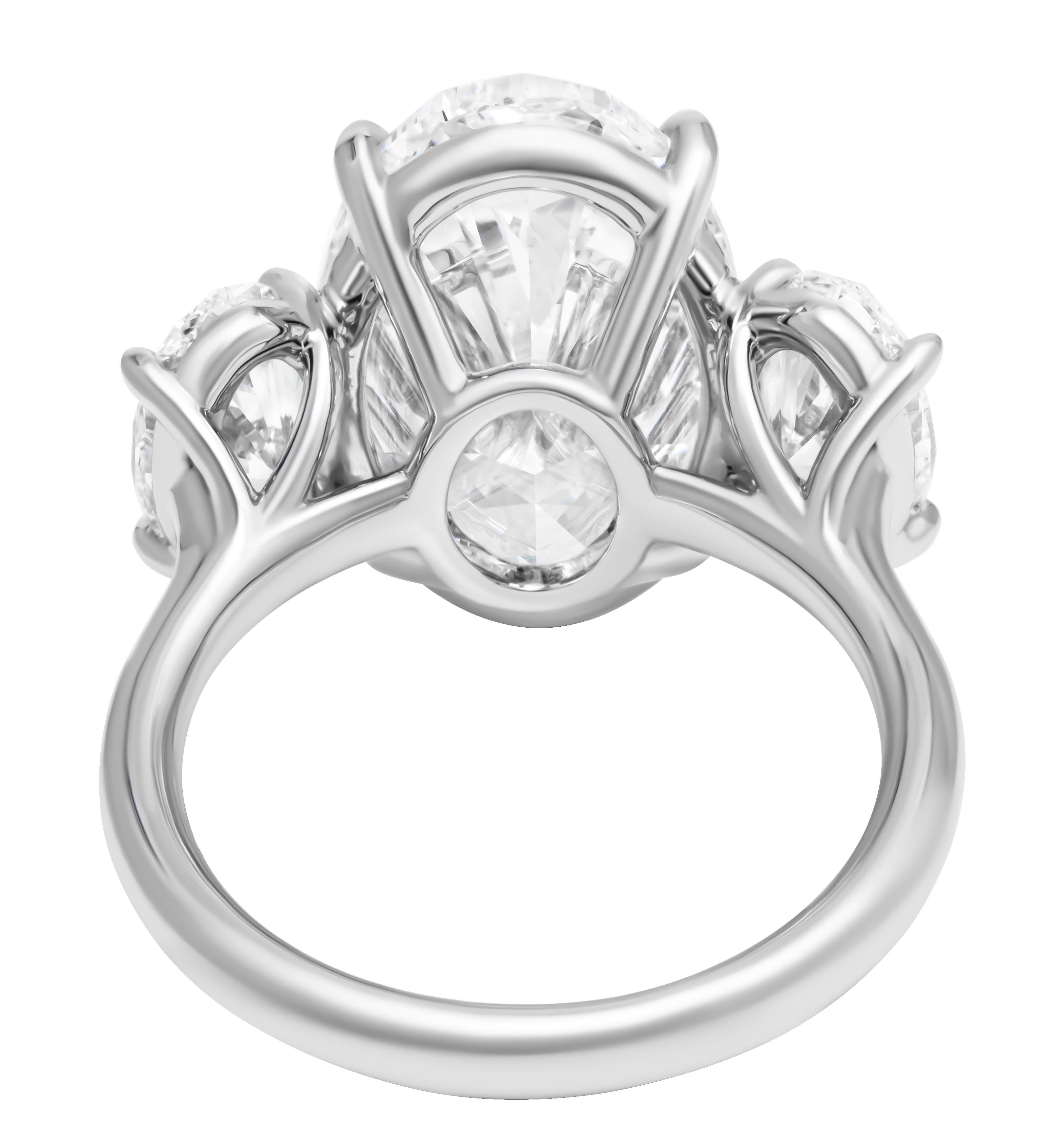Oval Cut GIA Certified Three Stone Ring with 8.01ct G SI1 Oval Diamond For Sale
