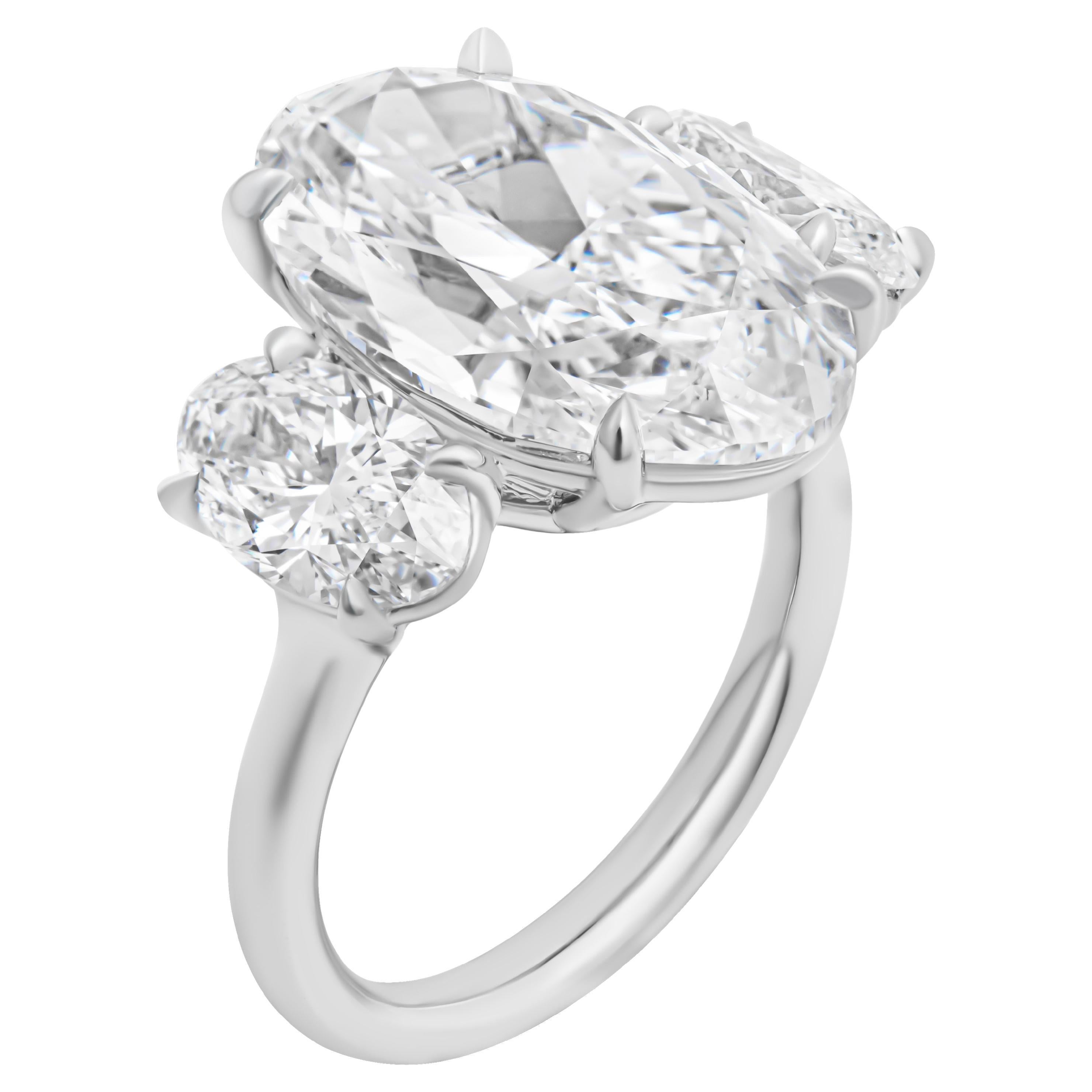GIA Certified Three Stone Ring with 8.01ct G SI1 Oval Diamond For Sale