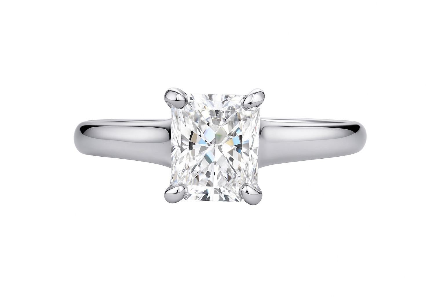 Taille radiant Bague de fiançailles en platine certifiée GIA de Tiffany & Co. 1,51 carat de diamant Lucida en vente