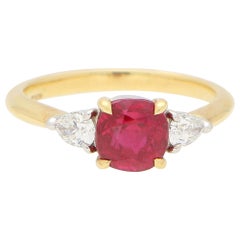 GIA Certified, Tiffany & Co. Burmese Ruby and Diamond Engagement Ring