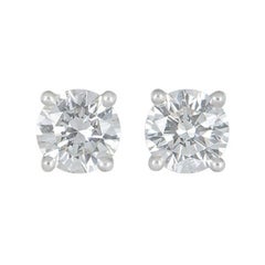 GIA Certified Tiffany & Co. Diamond Platinum Stud Earrings 2.02 Carat Total