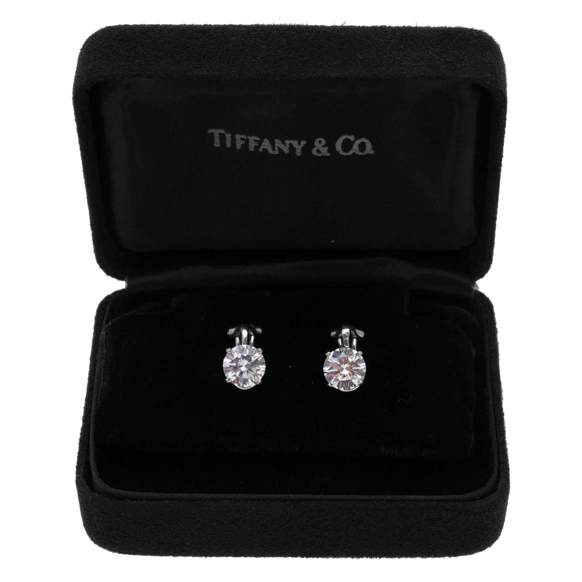 Modern GIA Certified Tiffany & Co. Diamond Stud Earrings in Platinum