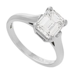 GIA Certified Tiffany & Co. Emerald Cut Diamond Engagement Ring 1.59ct E/VS1