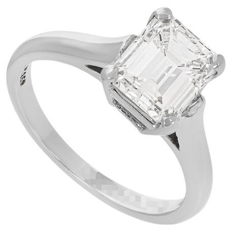 GIA Certified Tiffany & Co. Emerald Cut Diamond Engagement Ring 1.59ct E/VS1 For Sale
