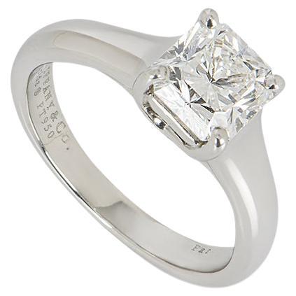 GIA Certified Tiffany & Co. Platinum Diamond Lucida Cut Ring 1.10 Carat For Sale