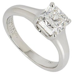 GIA Certified Tiffany & Co. Platinum Diamond Lucida Cut Ring 1.10 Carat