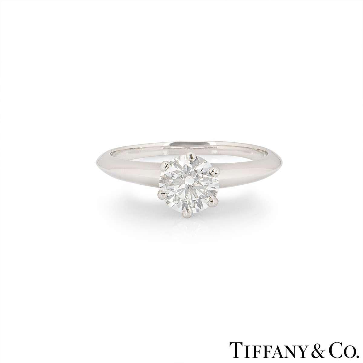 Round Cut GIA Certified Tiffany & Co. Platinum Diamond Setting Ring 1.05ct G/VS1 For Sale