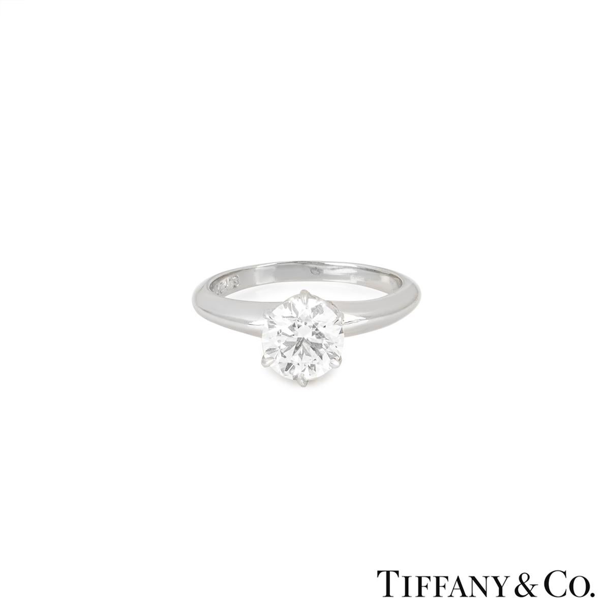 GIA-zertifizierte Tiffany & Co. Platin Diamantfassung Ring 1,10 Karat I/VVS2  (Rundschliff) im Angebot