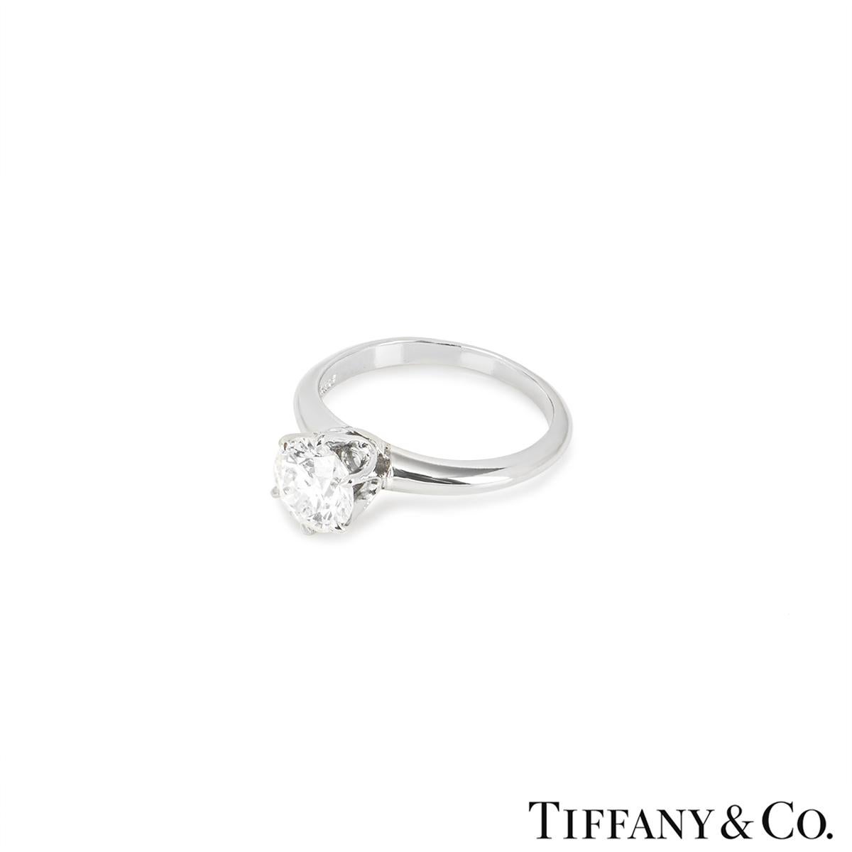 GIA-zertifizierte Tiffany & Co. Platin Diamantfassung Ring 1,10 Karat I/VVS2  im Zustand „Hervorragend“ im Angebot in London, GB