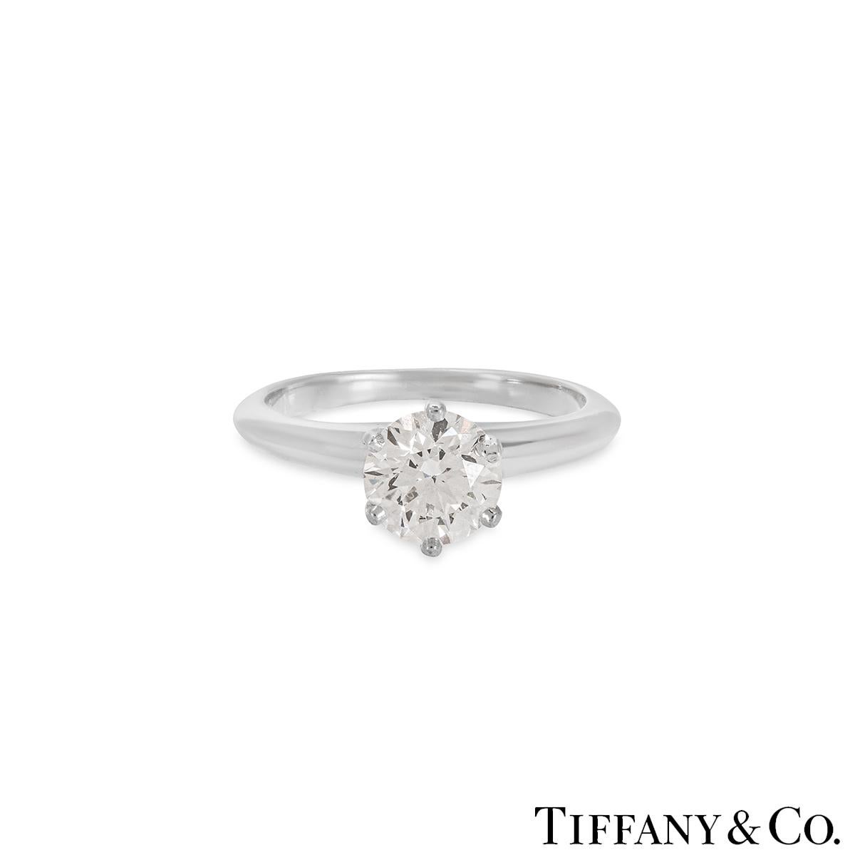 Round Cut GIA Certified Tiffany & Co. Round Brilliant Cut Diamond Ring 1.01ct E/VS1 For Sale