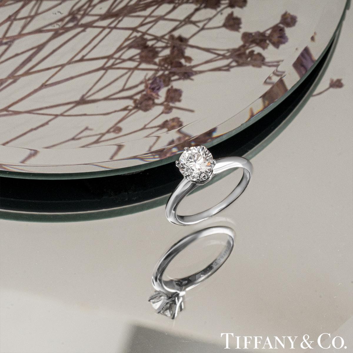 GIA Certified Tiffany & Co. Round Brilliant Cut Diamond Ring 1.01ct E/VS1 For Sale 1