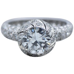 GIA Certified Tiffany & Co. Schlumberger Platinum Engagement Diamond Ring
