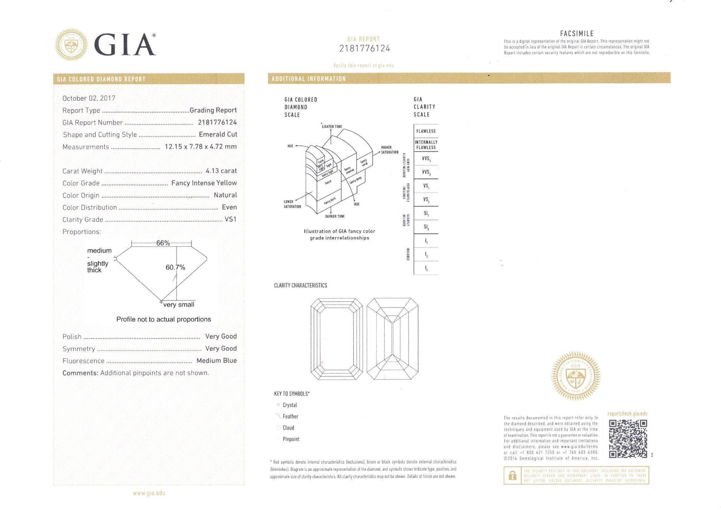 GIA Certified Toi et Moi Emerald-Cut Fancy Color Diamond Ring 3