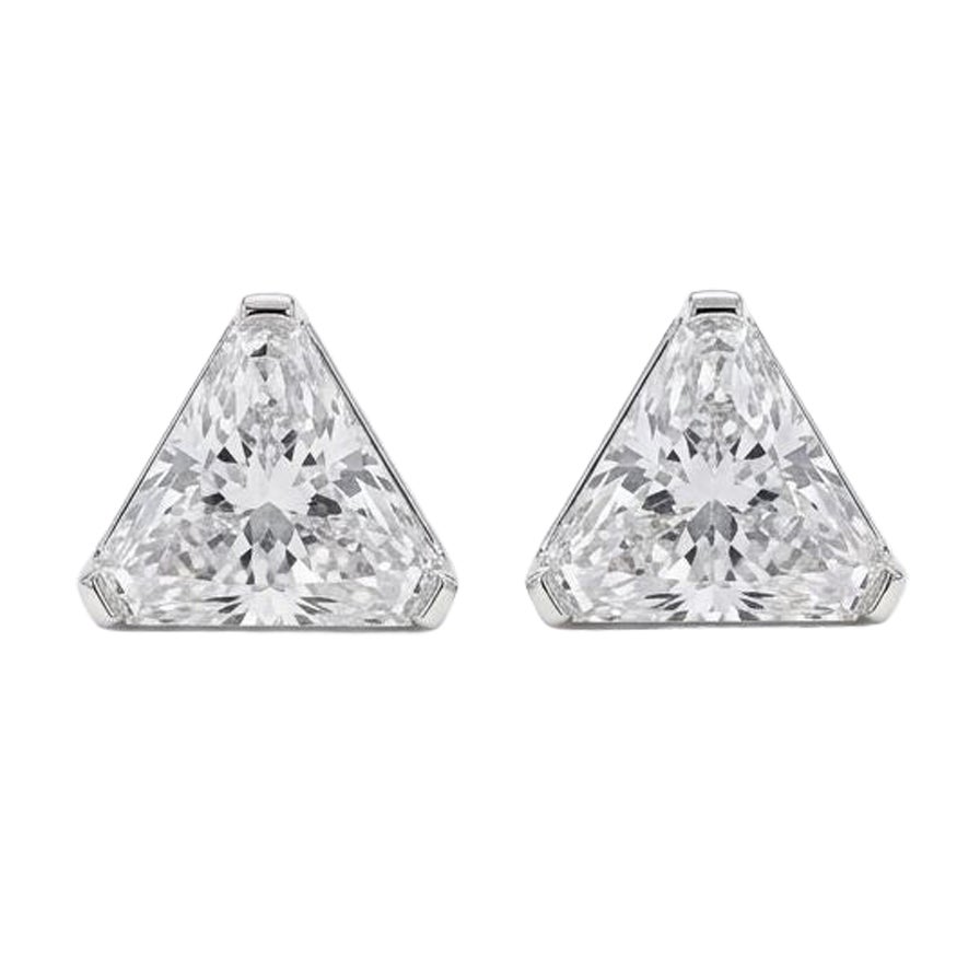 GIA-Certified Triangular-Cut 4.04 Carat Total Weight Diamond Studs