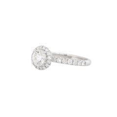 GIA Certified Triple X 1.52 Carat Diamond Halo Engagement Ring 18 Karat in Stock