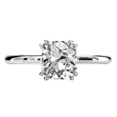 GIA Certified True Antique Cushion Diamond Platinum Engagement Ring