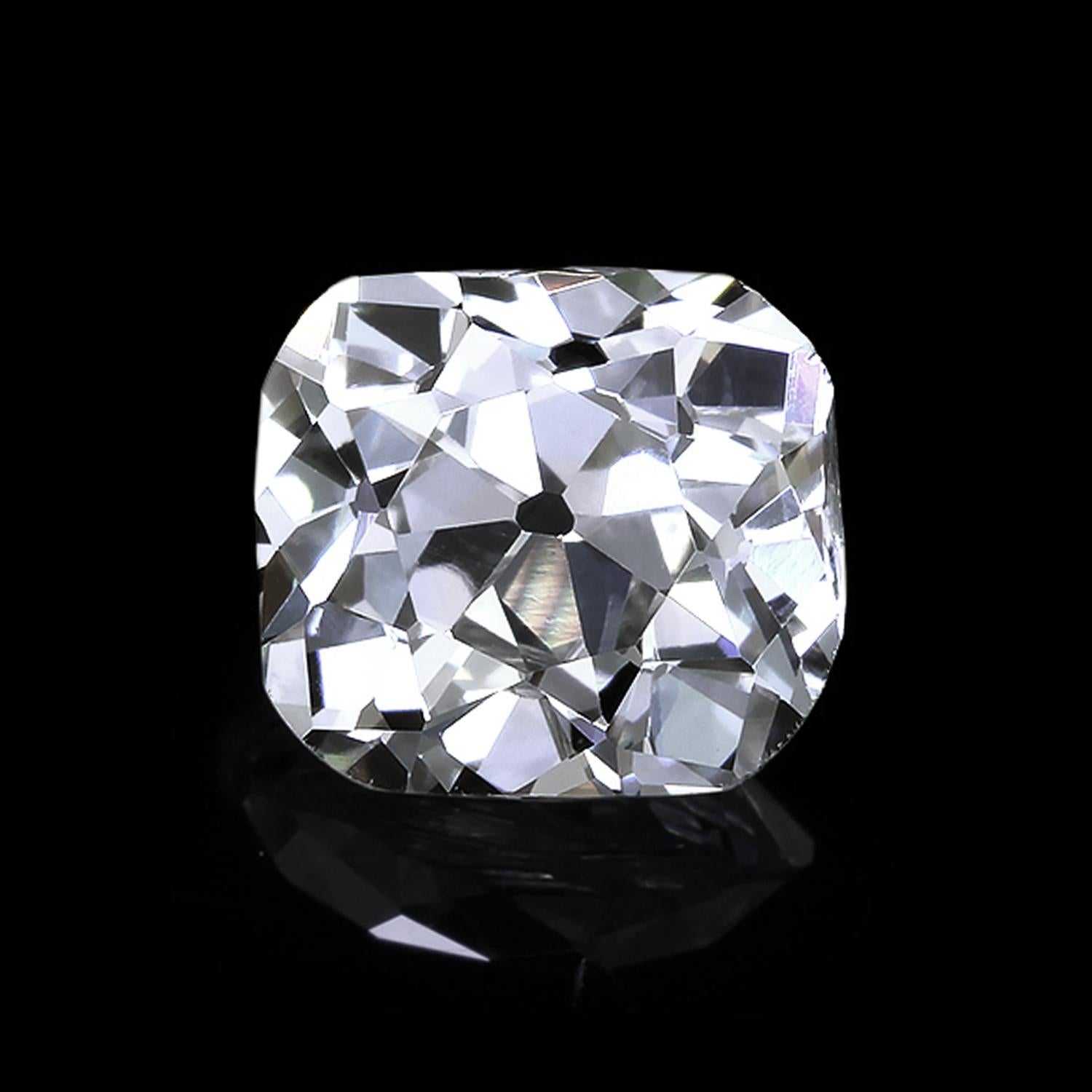 GIA Certified True Antique Cushion Diamond Platinum Engagement Ring For Sale 1