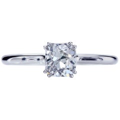 GIA Certified True Antique Cushion Diamond Platinum Engagement Ring