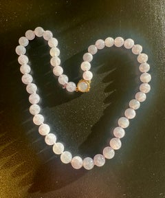 Collana con perline di giada naturale TSL di tipo A certificata GIA, colore lavanda, 10 mm, giada e oro 14 carati
