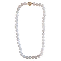 Collana con perline di giada naturale TSL di tipo A certificata GIA, colore lavanda, 10 mm, giada e oro 14 carati