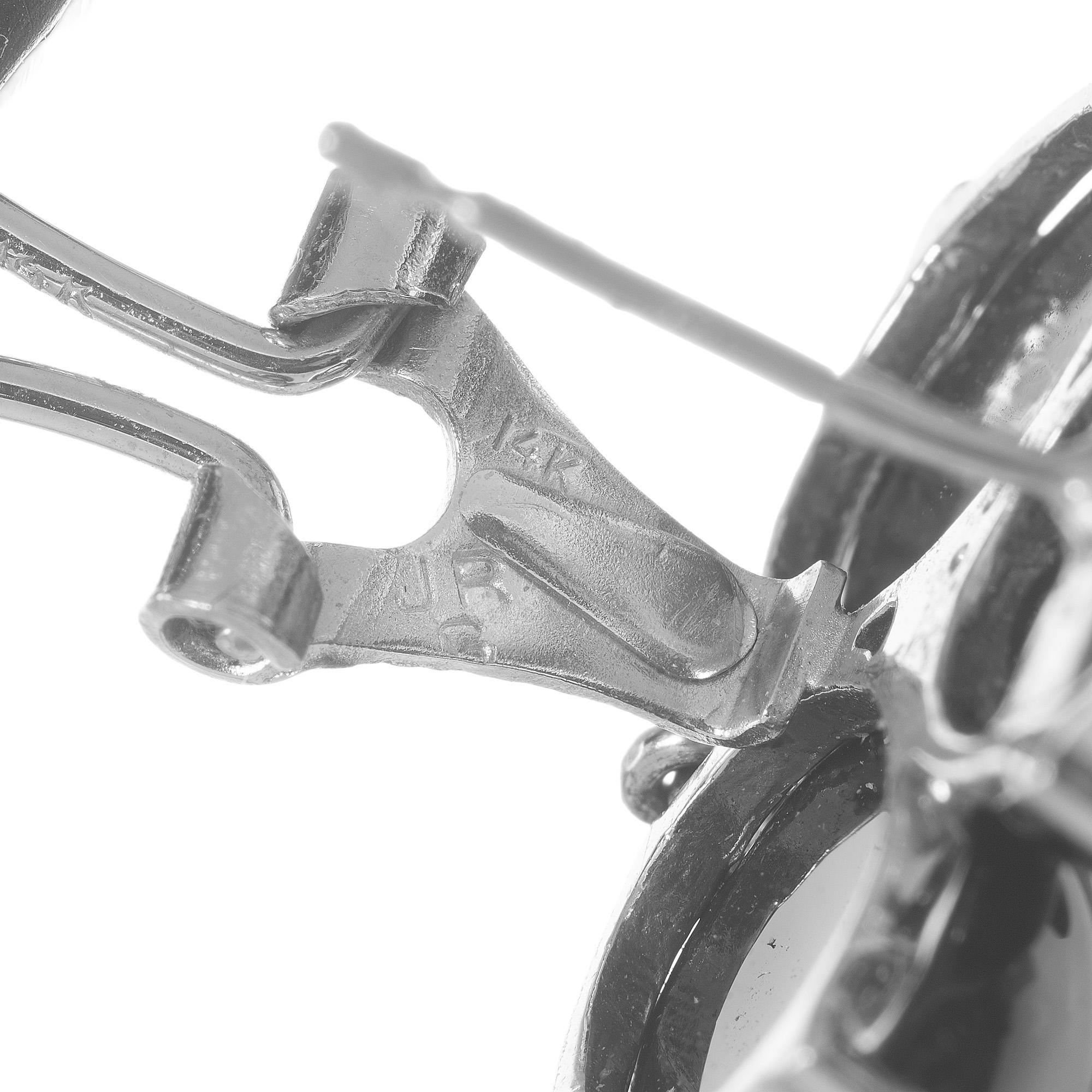 Women's GIA Certified Turquoise Onyx Diamond White Gold Dangle Earrings For Sale