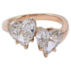GIA Certified Two Stone Heart Shaped Diamond Ring