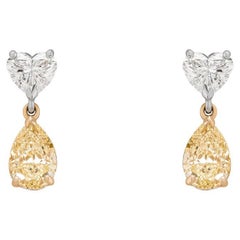 GIA Certified Two-Tone Fancy Light Yellow Diamond Earrings 3.15ct TDW