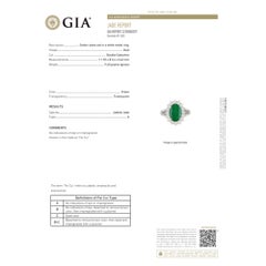 GIA Certified Type A Fei Cui Jadeite Jade Diamond Halo Platinum Split Shank Ring