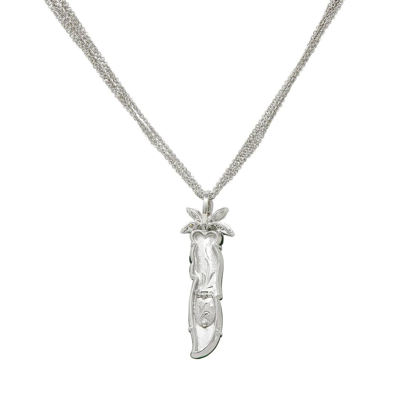 GIA Certified Type A Jadeite Jade Pendant Diamond 18K Gold Necklace For Sale 2