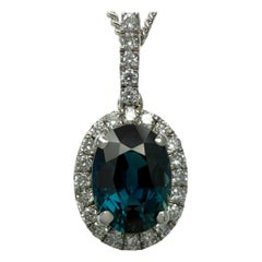 GIA Certified Unheated 1.19ct Blue Sapphire 
Diamond Platinum Pendant Necklace