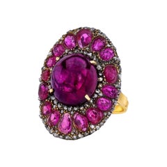 GIA Certified Unheated 15.57 Carat Ruby and 6.25 CTW Unheated Pink Sapphire Ring