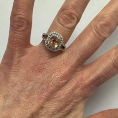 GIA-Certified Unheated 2.25ct Peach Sapphire in 14K White Gold Diamond Halo Ring