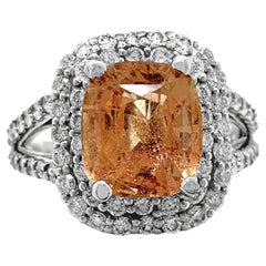 GIA-Certified Unheated 2.25ct Peach Sapphire in White Gold Diamond Halo Ring