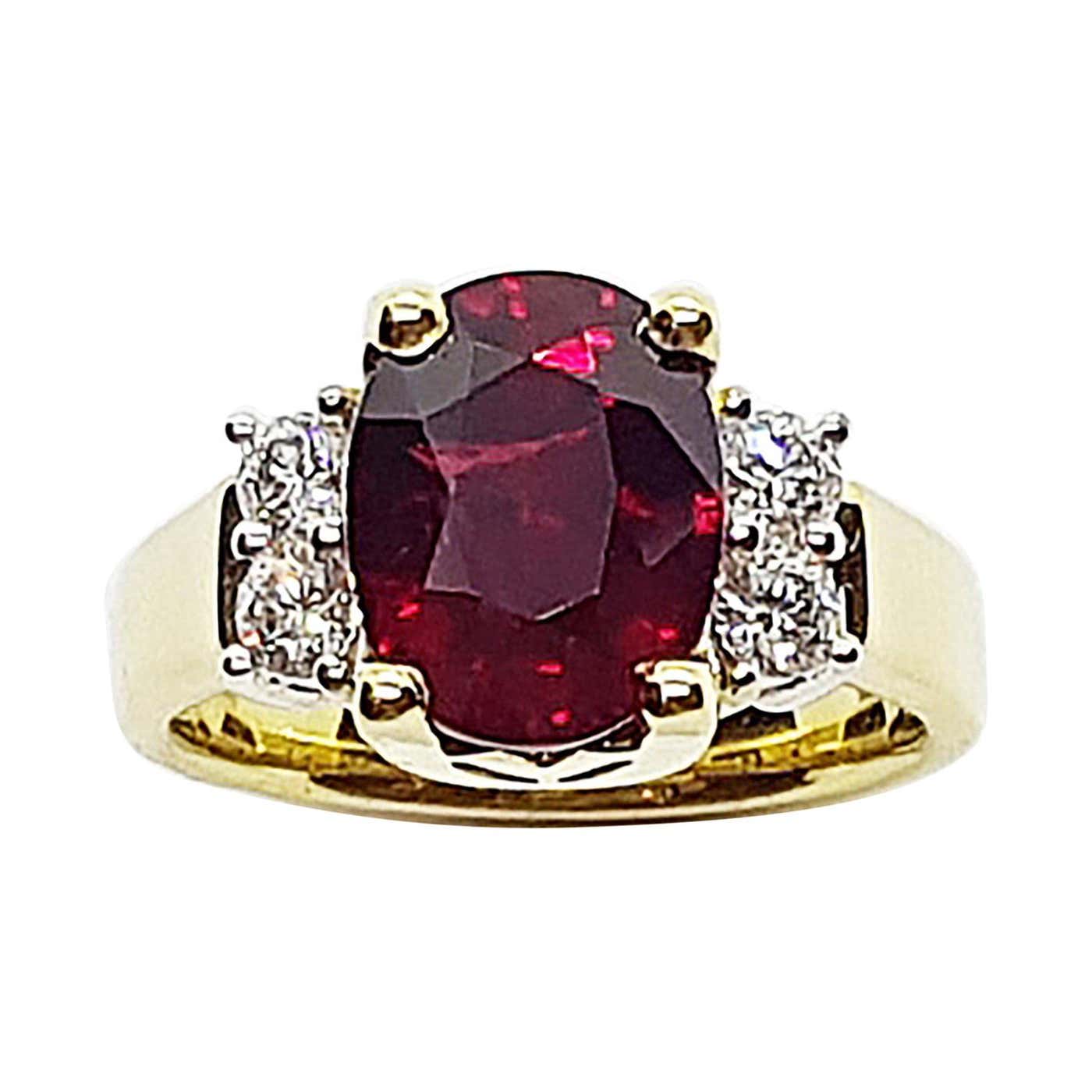 GIA Certified Unheated 4 carat Ruby with Diamond Ring Set in 18 Karat ...