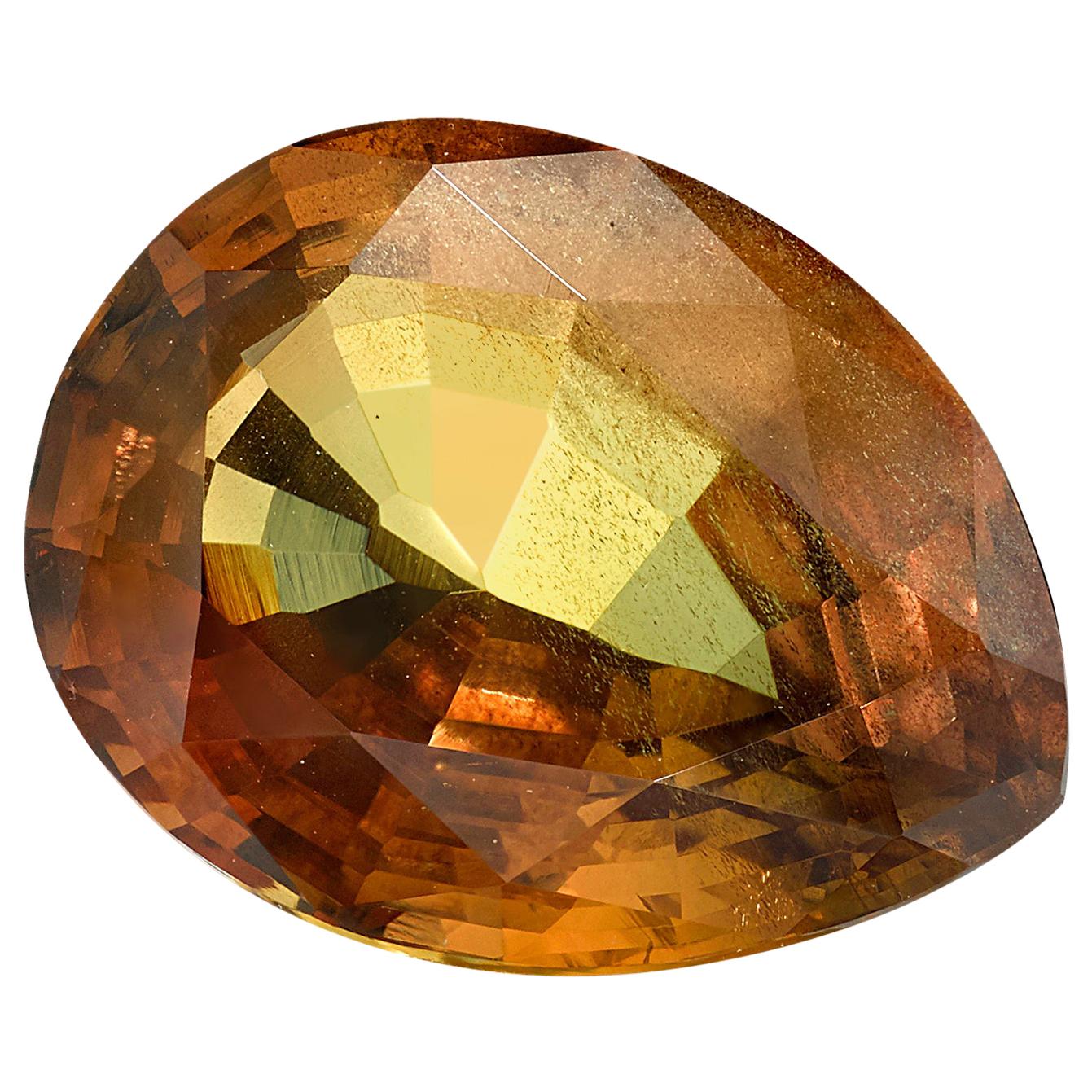 Unheated 5.18 Carat Cinnamon Orange Sapphire Pear, Loose Gemstone, GIA Certified