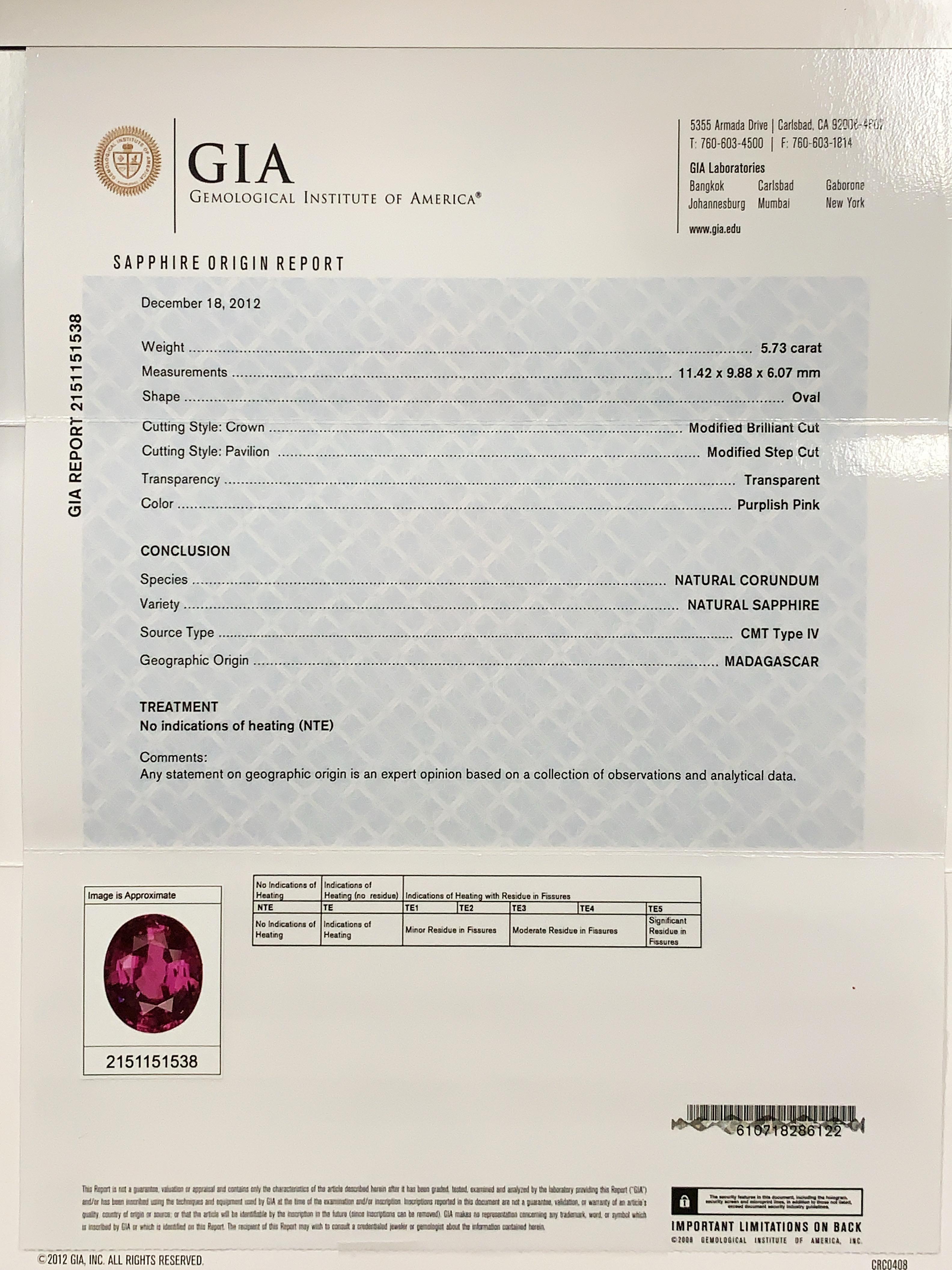 This dazzling cocktail ring features a spectacular pink sapphire with all the pedigrees one could ask for in a fine collector gemstone! Accompanied by a Gemological Institute of America (GIA) Origin Report, this pink sapphire is certified unheated,