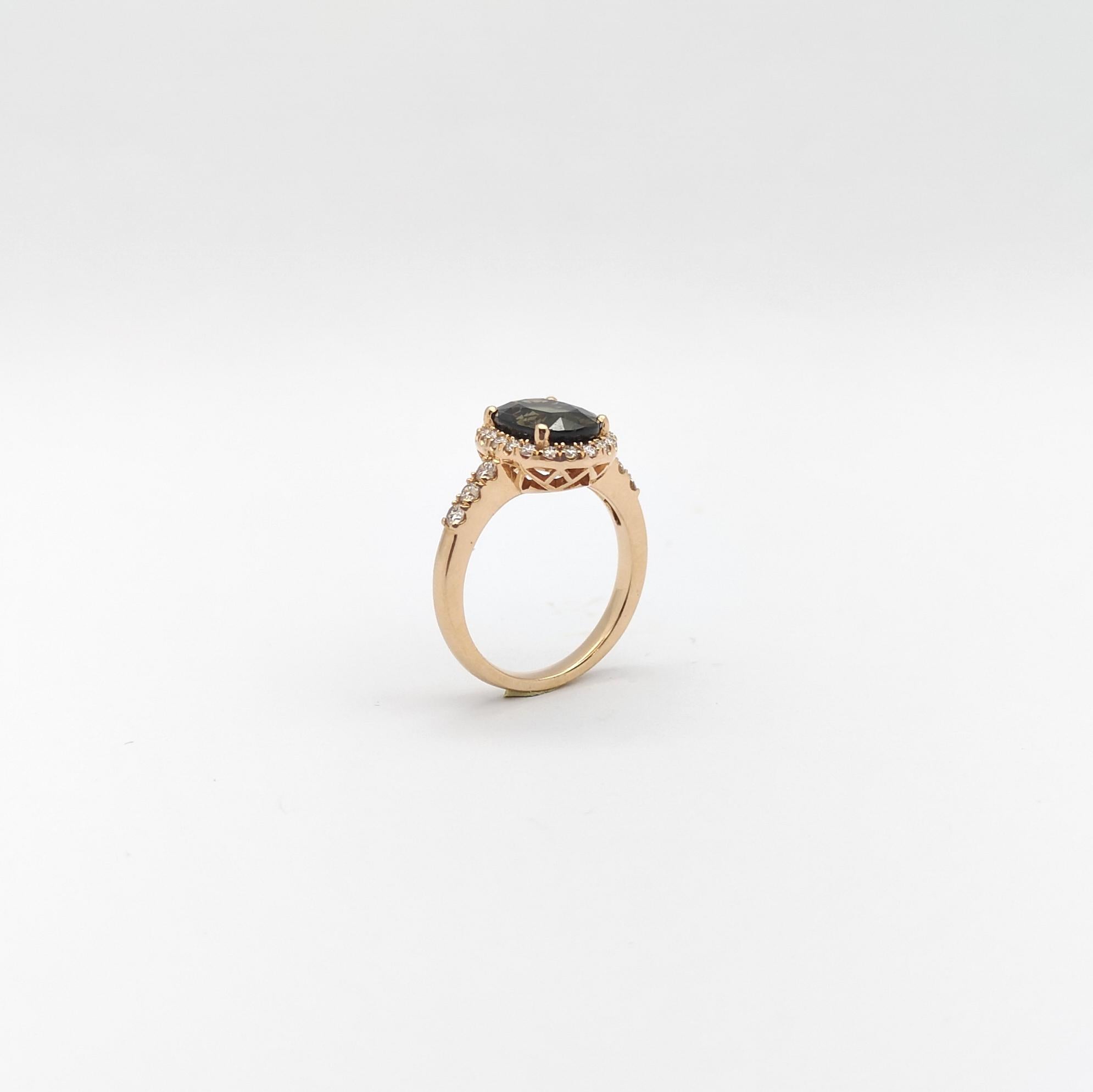 GIA Certified Unheated Brown-Purple Sapphire, Brown Diamond Ring in 18K Rose For Sale 6